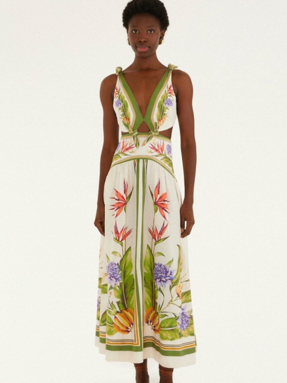 NWT FARM Rio Sand Tropical Scarf Maxi Dress